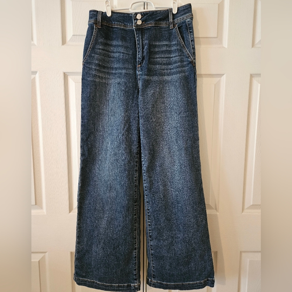 Risen Cameron High Rise Wide-Leg Blue Jeans
